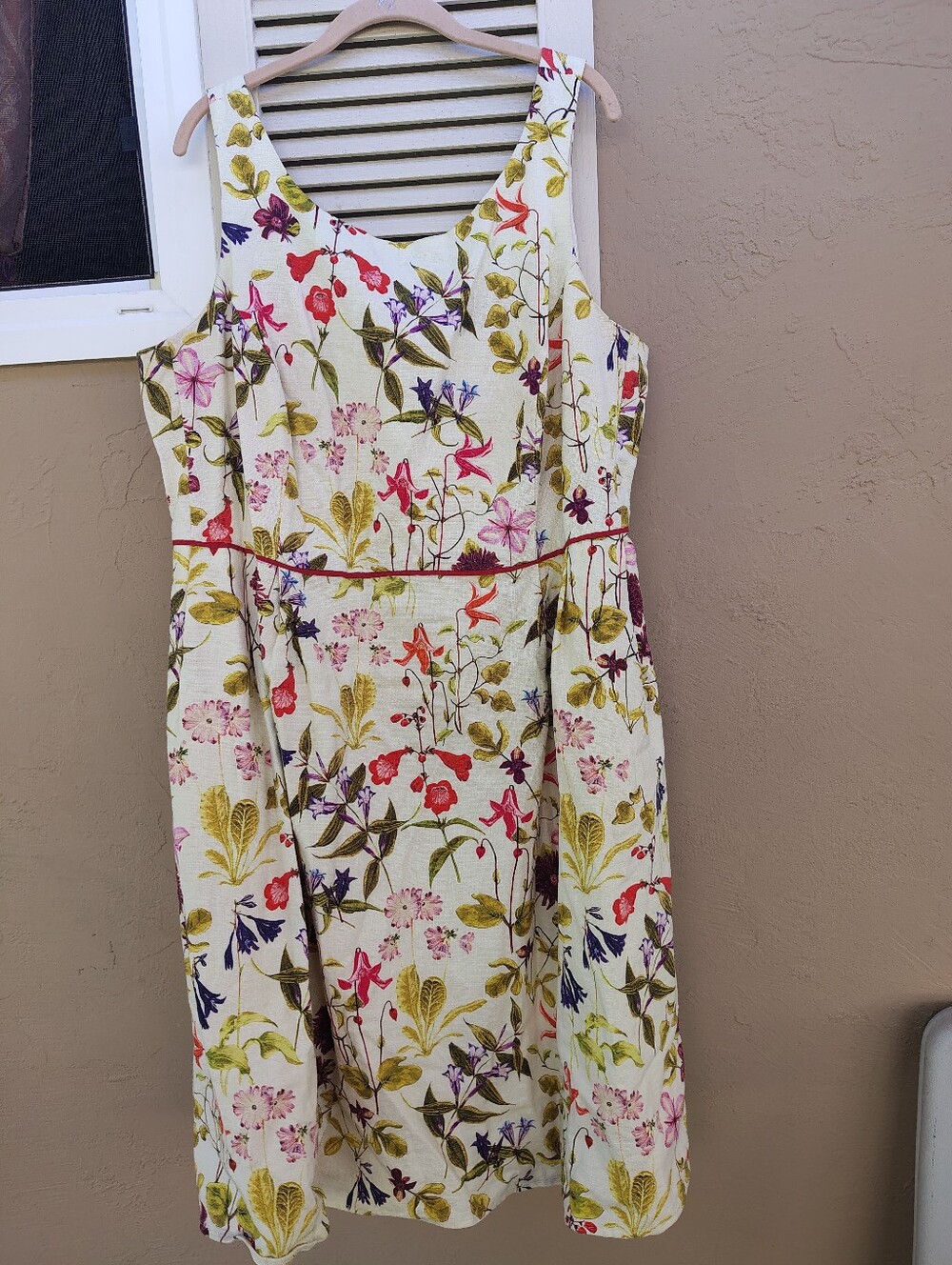 Lands' End Sleeveless Midi Dress in Cream with Multicolor Floral Print